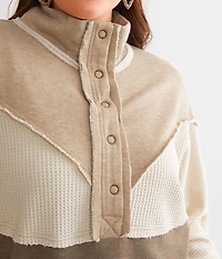 Pieced Henley Pullover