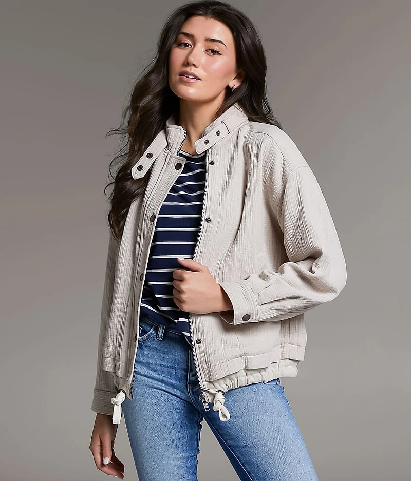Textured Mock Neck Jacket