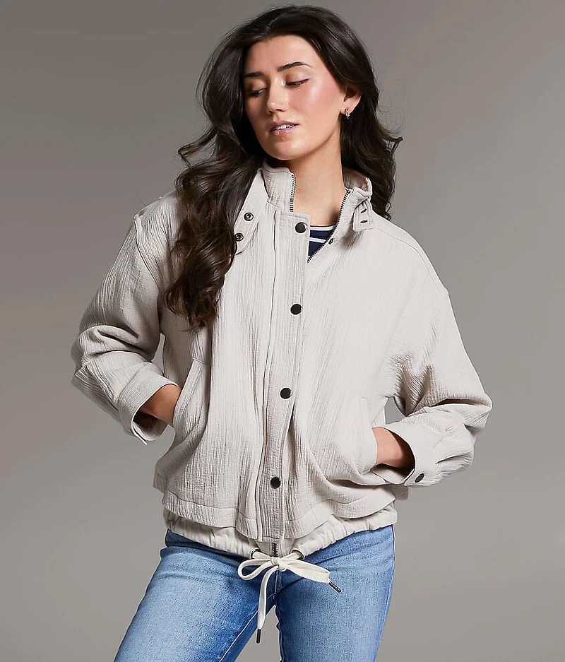 Textured Mock Neck Jacket