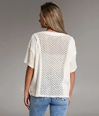 Raw Edge Crochet Henley