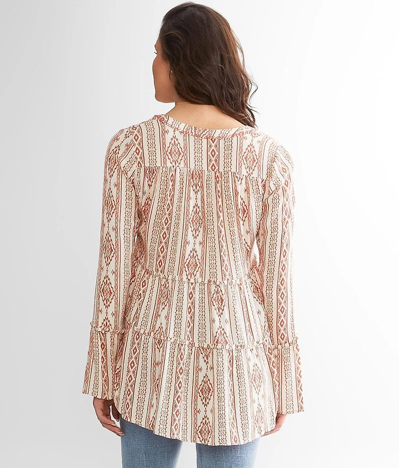 Tiered Split Neck Top