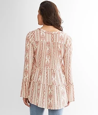 Tiered Split Neck Top
