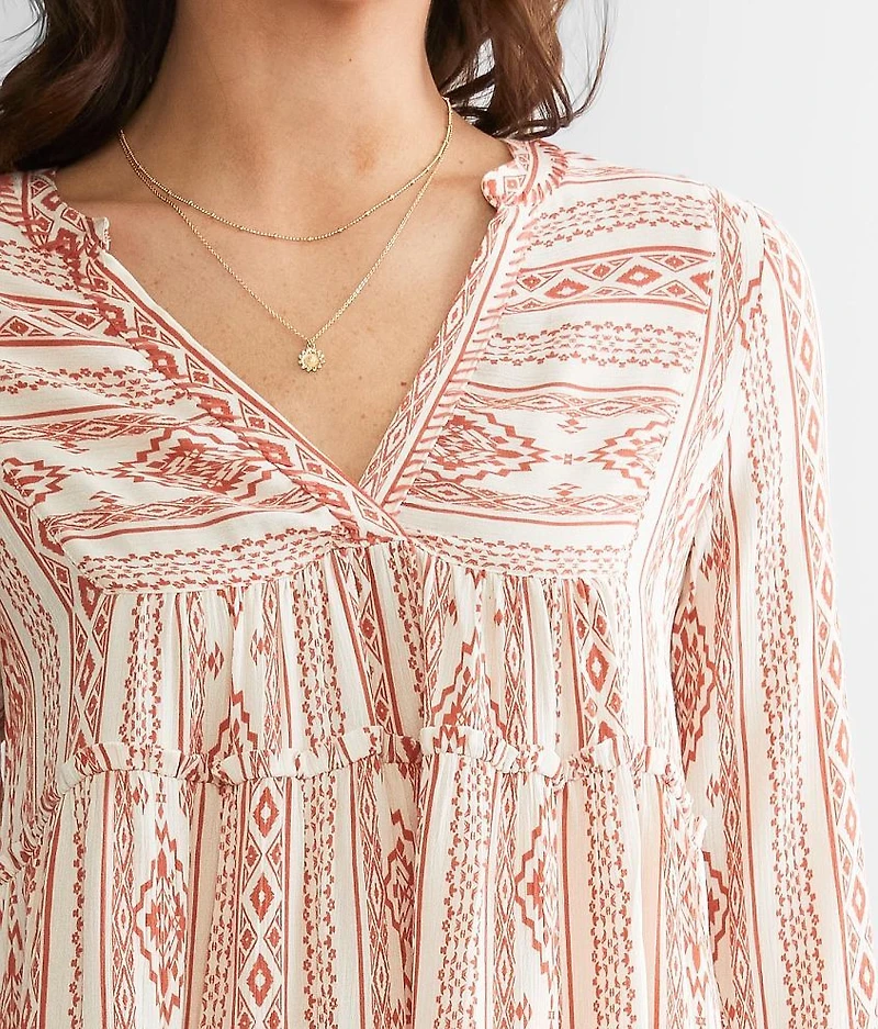 Tiered Split Neck Top