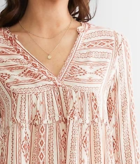 Tiered Split Neck Top
