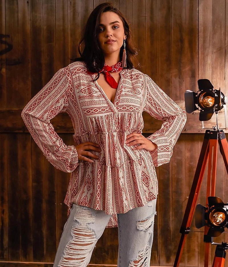 Tiered Split Neck Top