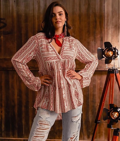 Tiered Split Neck Top