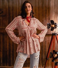 Tiered Split Neck Top