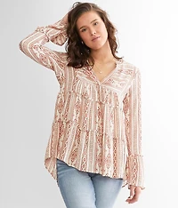 Tiered Split Neck Top