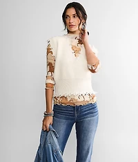 Mesh Mock Neck Top