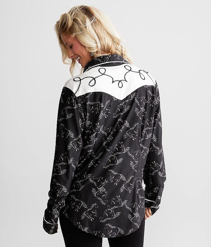 Embroidered Knit Blouse