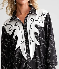 Embroidered Knit Blouse