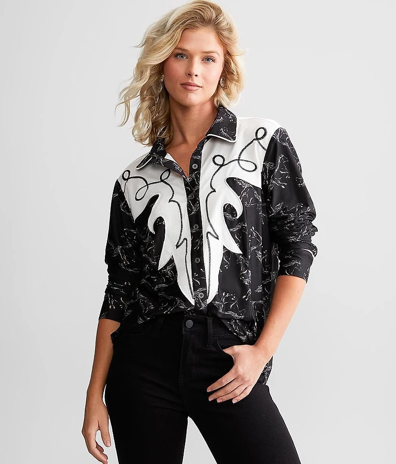 Embroidered Knit Blouse