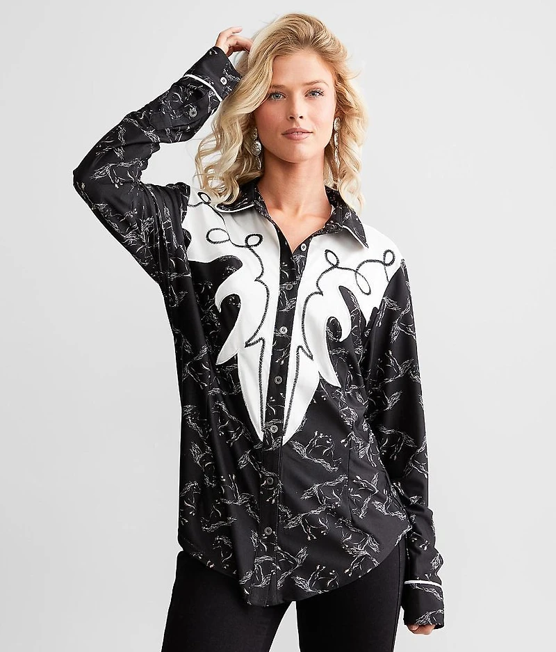 Embroidered Knit Blouse