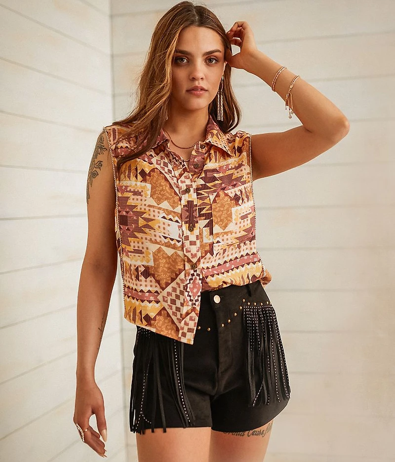 Western Collared Tank Top