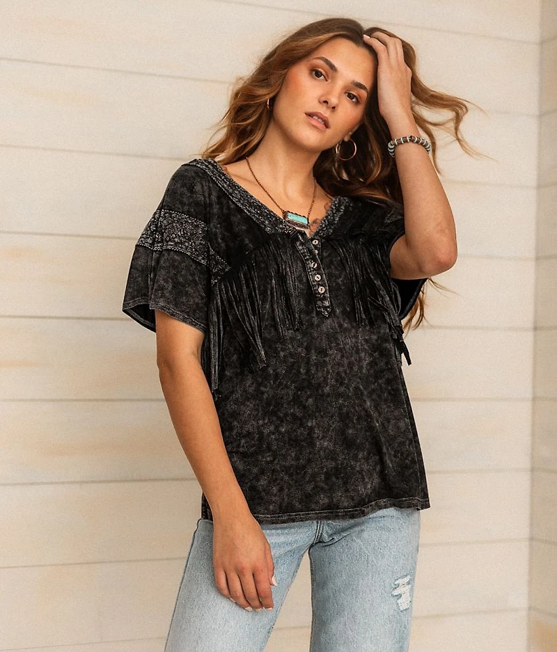 Washed Fringe Henley