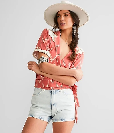 Western Wrap Tie Top