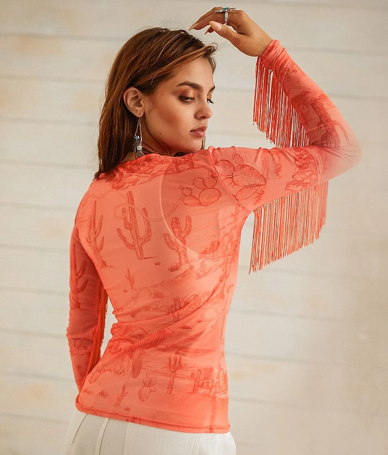Desert Mesh Fringe Top