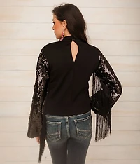 Sequins Fringe Top