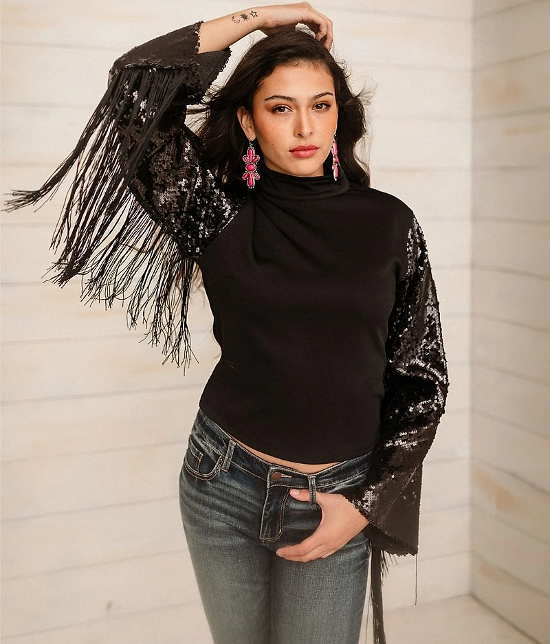 Sequins Fringe Top