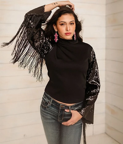 Sequins Fringe Top