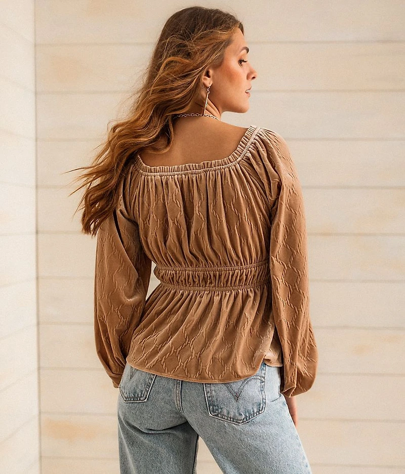 Velvet Peplum Top