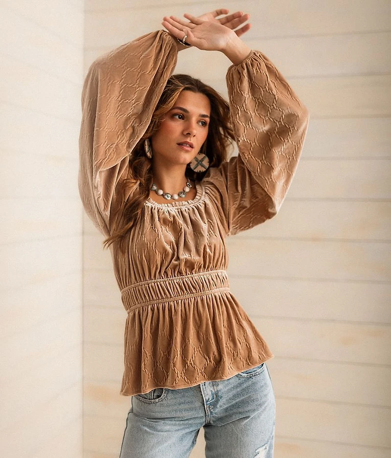 Velvet Peplum Top