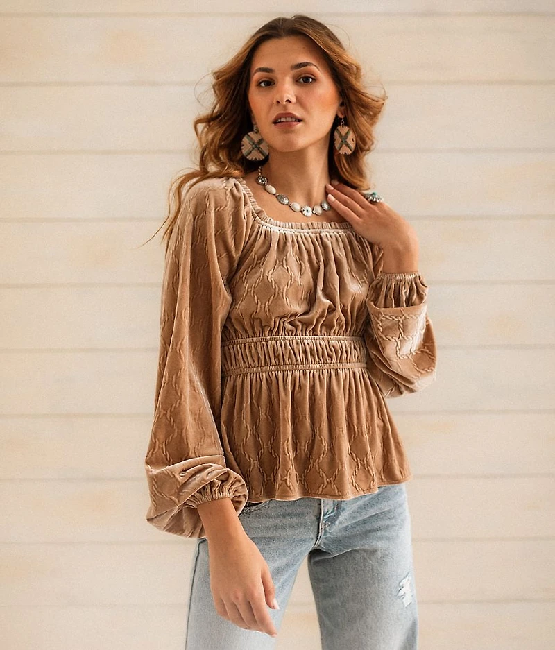 Velvet Peplum Top