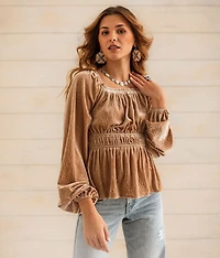 Velvet Peplum Top