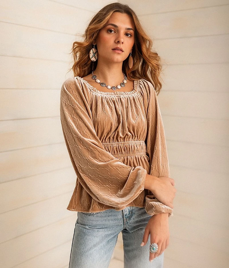 Velvet Peplum Top
