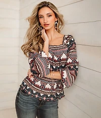 Metallic Peplum Top