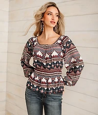 Metallic Peplum Top