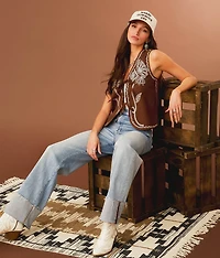 Embroidered Front Tie Vest