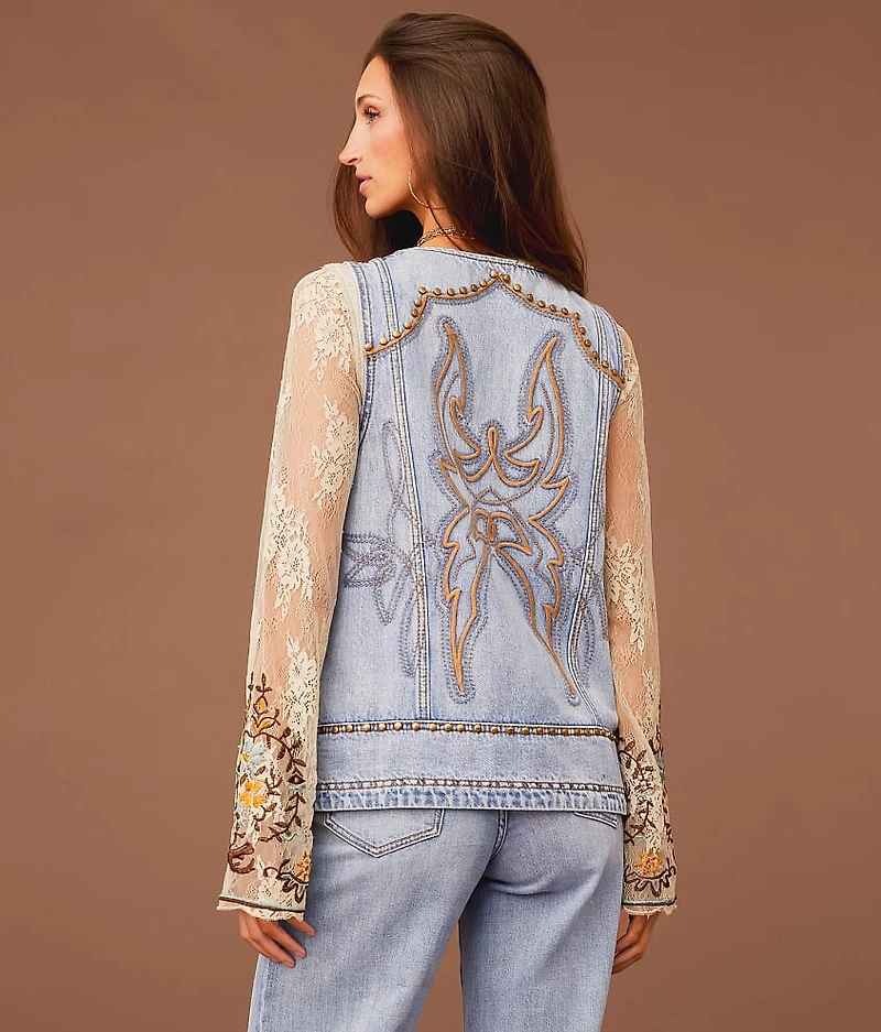 Embroidered Denim Vest