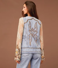 Embroidered Denim Vest