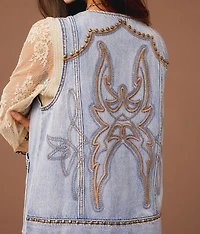 Embroidered Denim Vest