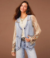 Embroidered Denim Vest