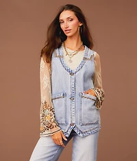 Embroidered Denim Vest