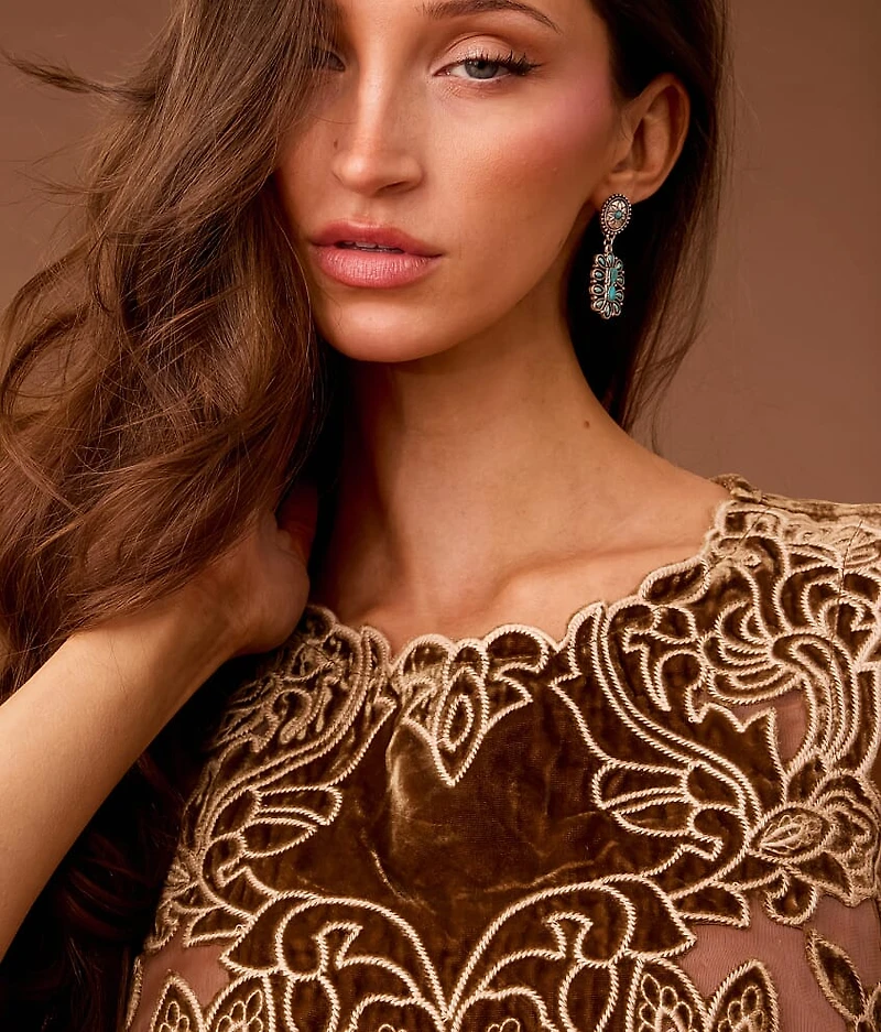 Embroidered Velvet Tank Top