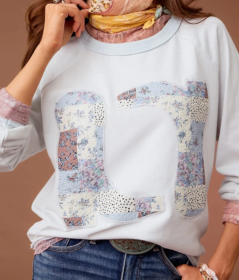 Cowboy Boot Patchwork Pullover