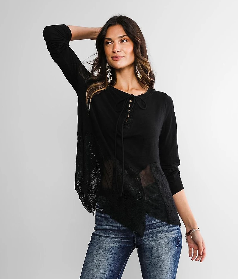 Lace & Mesh Hem Top