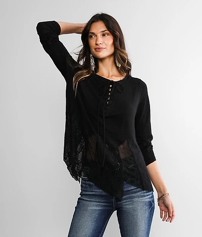 Lace & Mesh Hem Top
