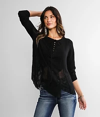 Lace & Mesh Hem Top