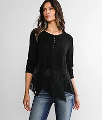 Lace & Mesh Hem Top