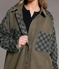 Raw Edge Checker Shacket