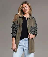 Raw Edge Checker Shacket