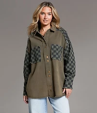 Raw Edge Checker Shacket