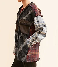 Pieced Plaid Boyfriend Hooded Shacket