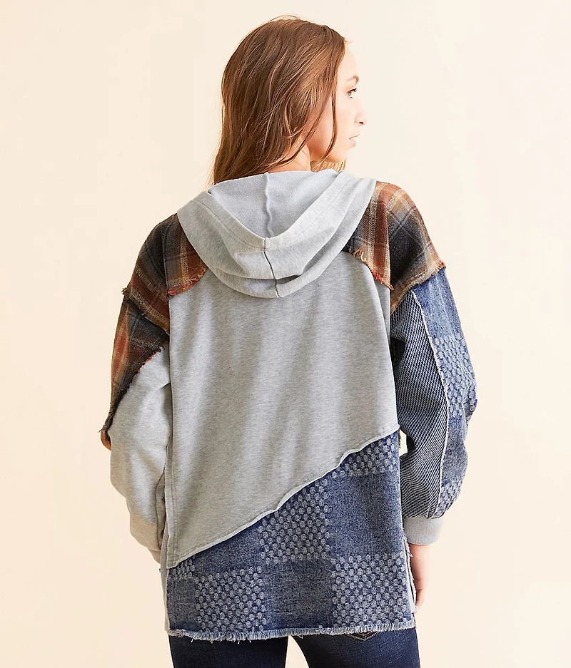 Pieced Plaid Hoodie