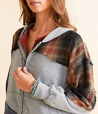 Pieced Plaid Hoodie