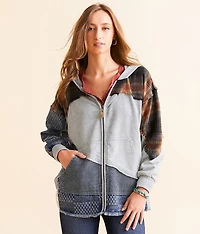 Pieced Plaid Hoodie